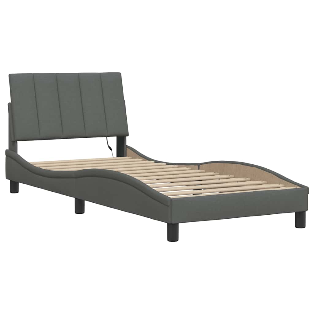 Bedframe zonder matras 80x200 cm stof donkergrijs