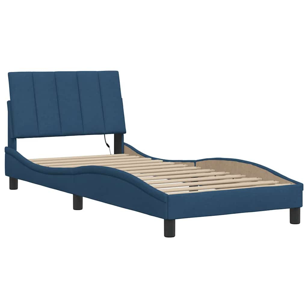 Bedframe zonder matras 80x200 cm stof blauw