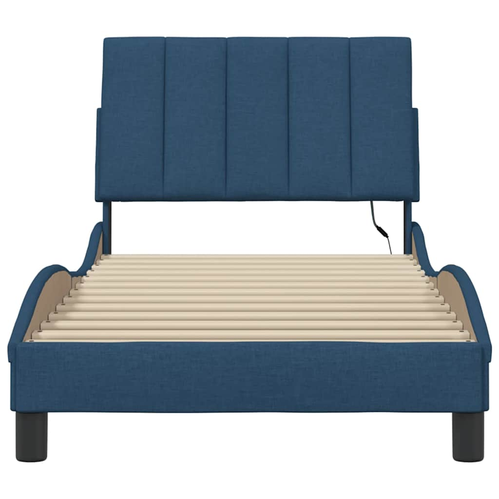 Bedframe zonder matras 80x200 cm stof blauw