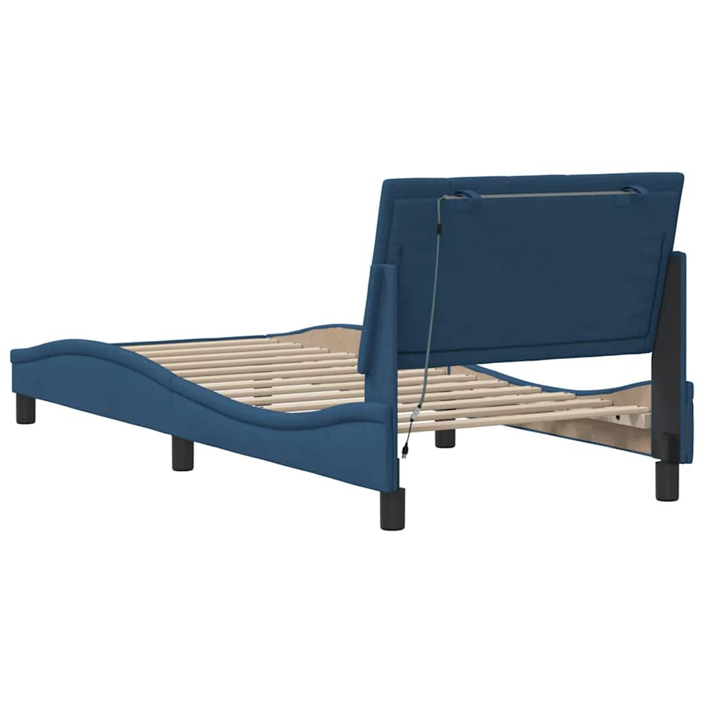 Bedframe zonder matras 80x200 cm stof blauw