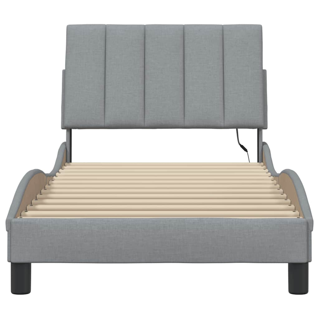 Bedframe zonder matras 90x190 cm stof lichtgrijs