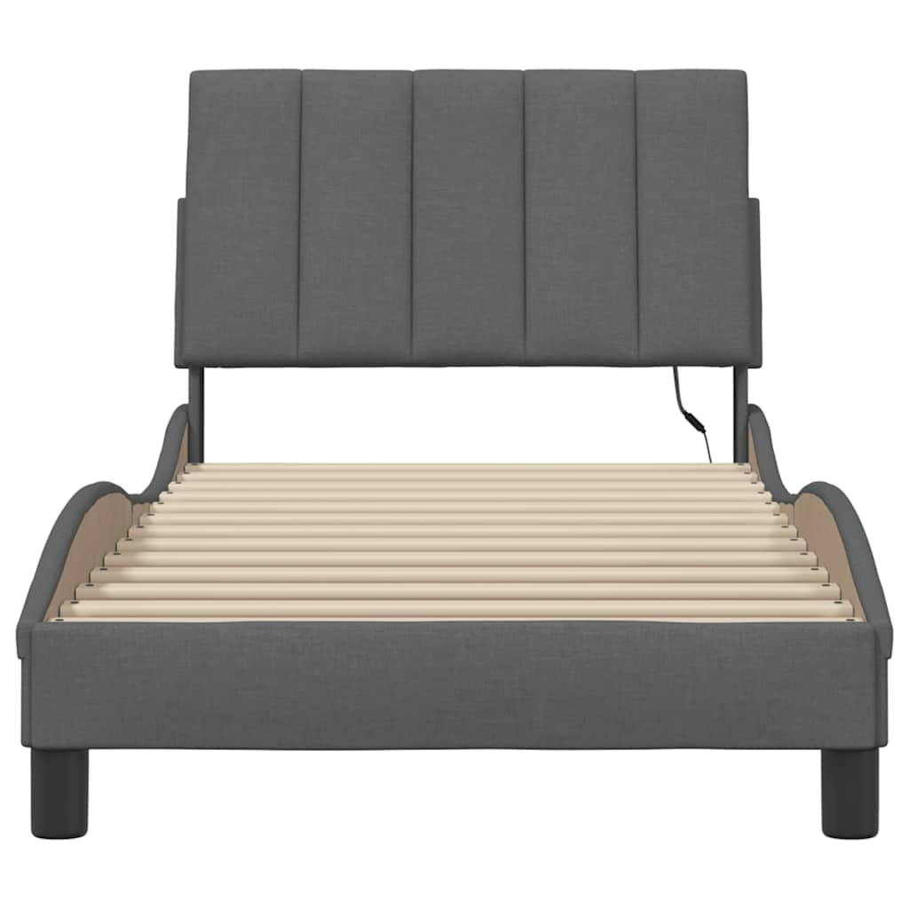 Bedframe zonder matras 90x190 cm stof donkergrijs