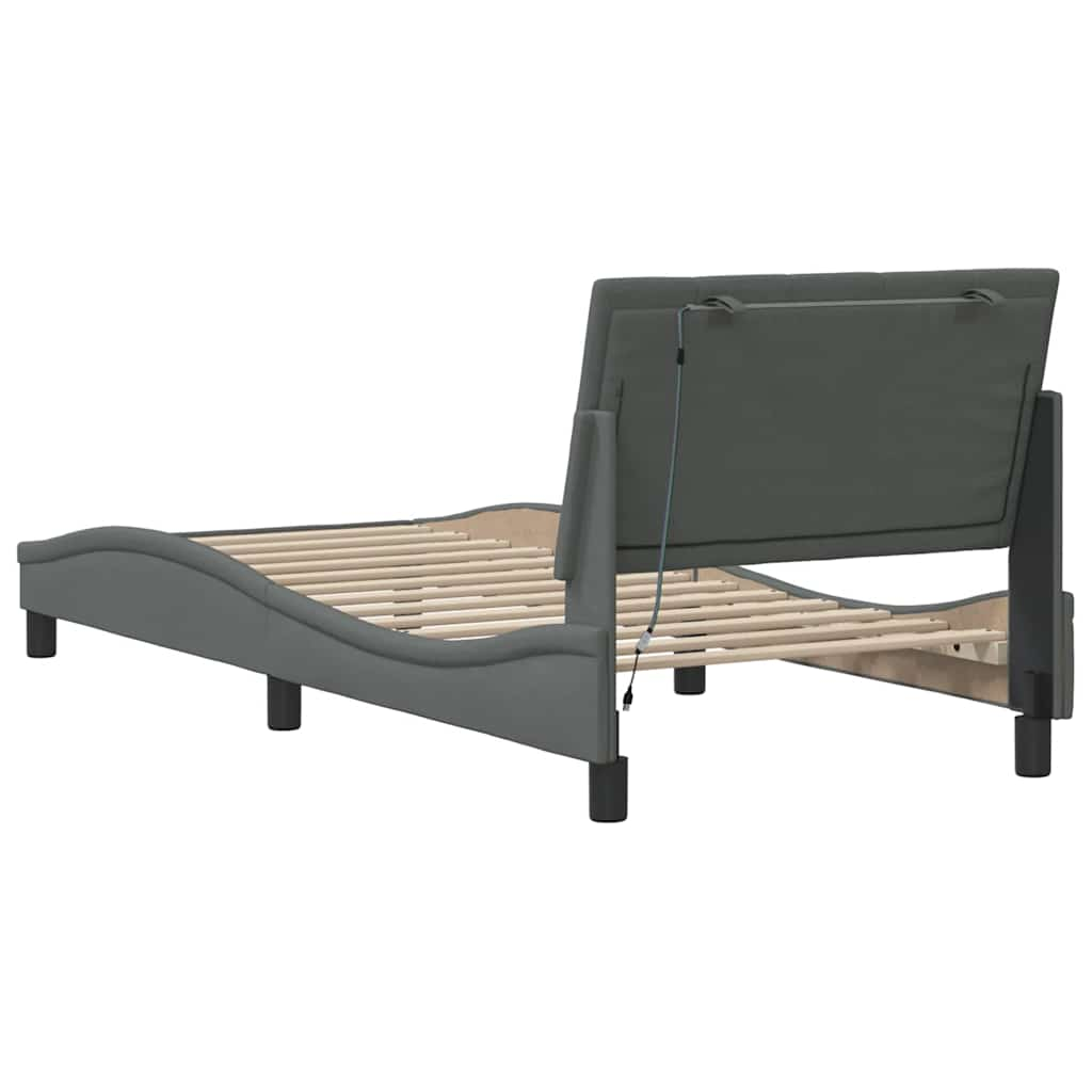 Bedframe zonder matras 90x190 cm stof donkergrijs