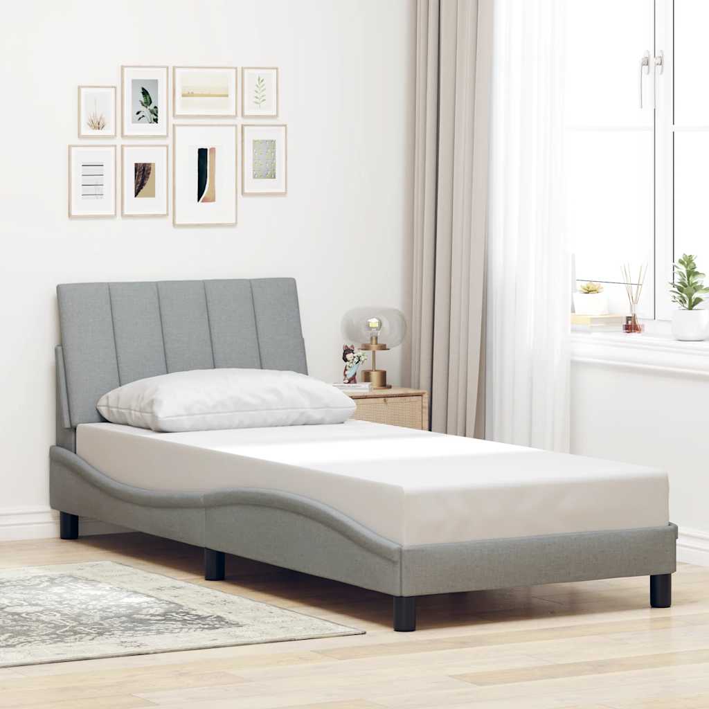 Bedframe zonder matras 90x200 cm stof lichtgrijs