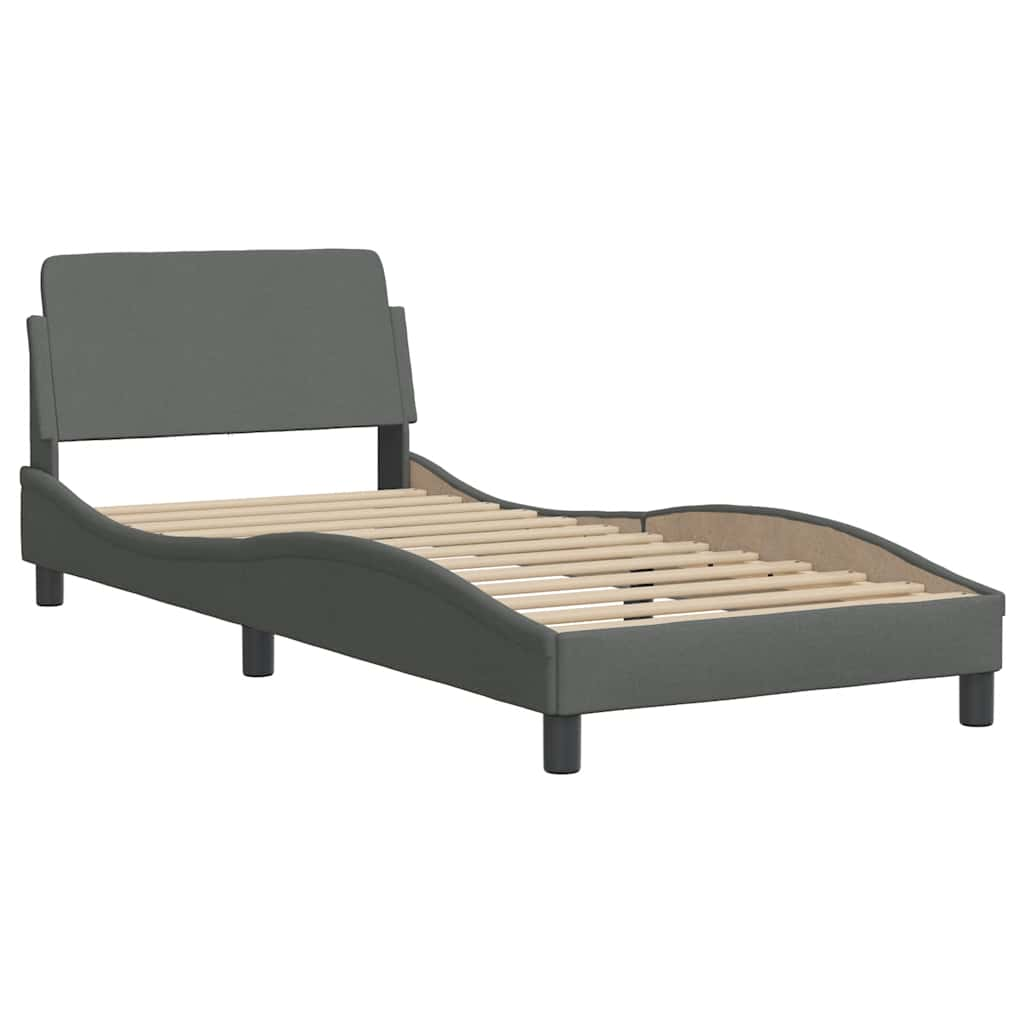 Bedframe zonder matras 90x200 cm stof donkergrijs