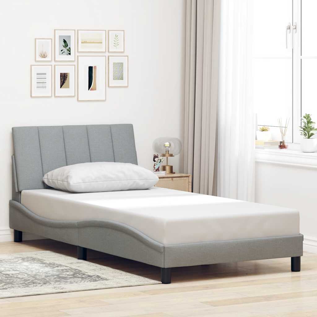 Bedframe zonder matras 100x200 cm stof lichtgrijs