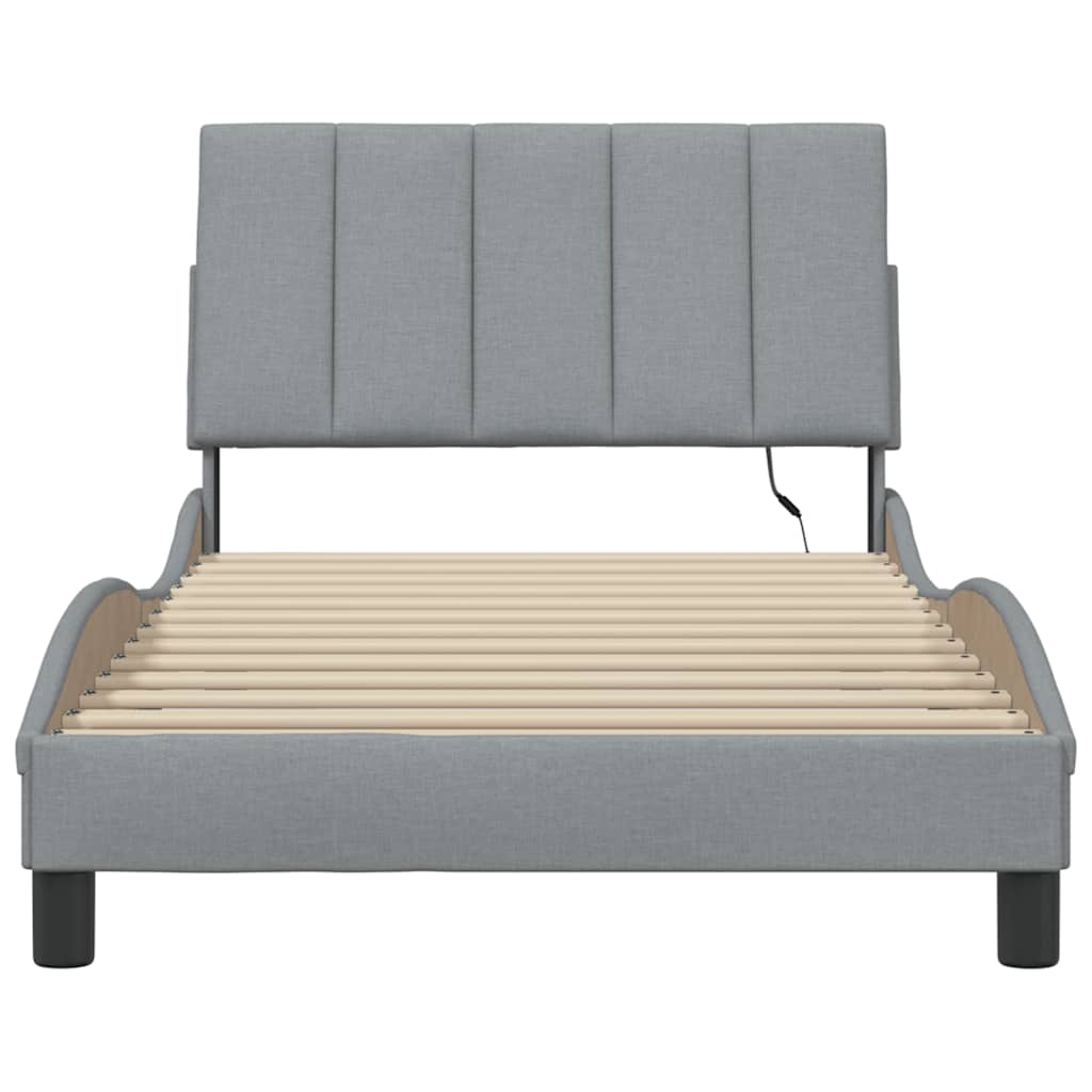 Bedframe zonder matras 100x200 cm stof lichtgrijs