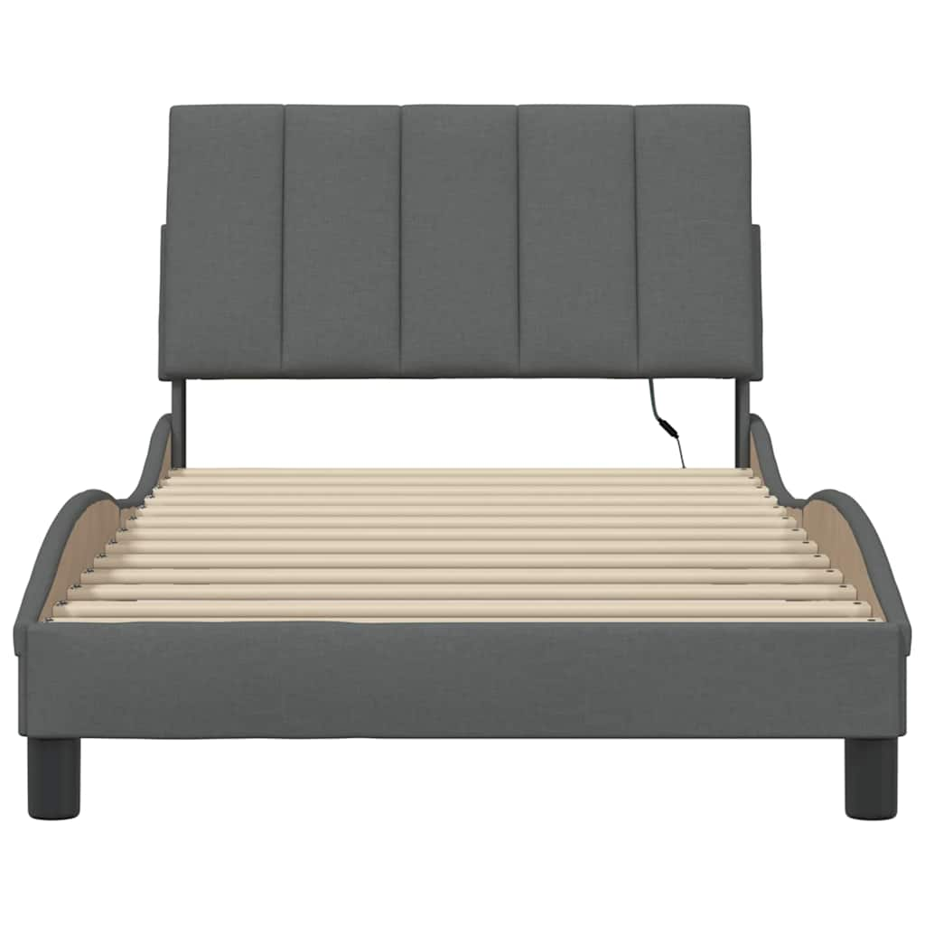 Bedframe zonder matras 100x200 cm stof donkergrijs