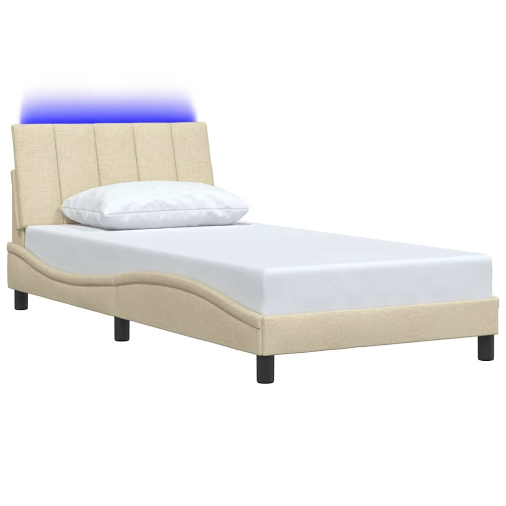 Bedframe zonder matras 100x200 cm stof crèmekleurig