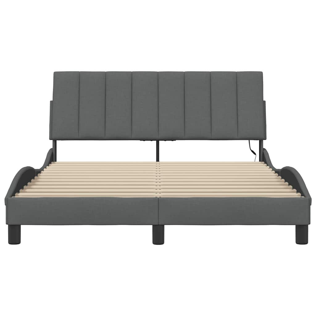 Bedframe zonder matras 120x200 cm stof donkergrijs