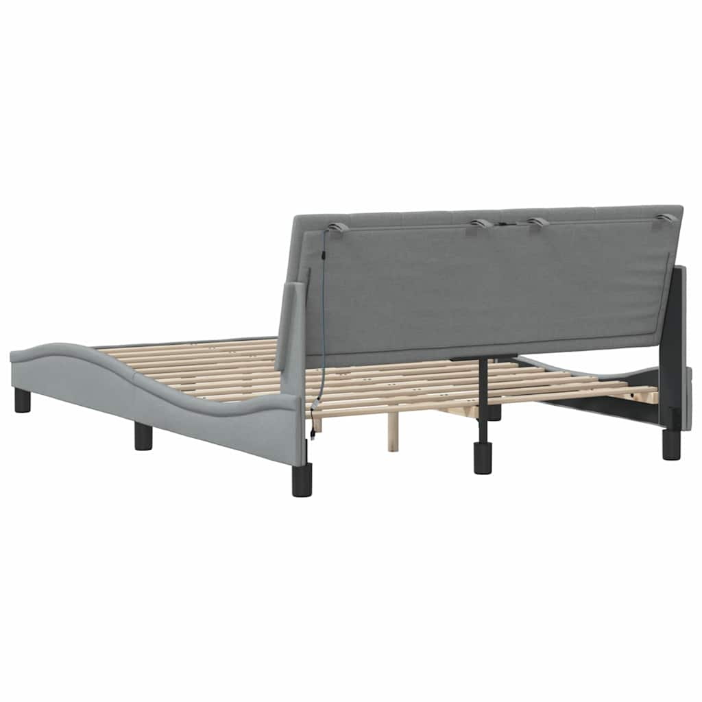 Bedframe zonder matras stof lichtgrijs 140x190 cm