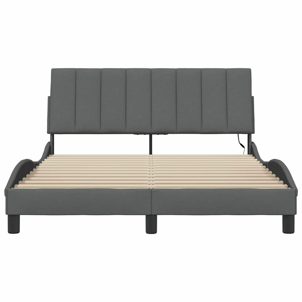 Bedframe zonder matras stof donkergrijs 140x200 cm