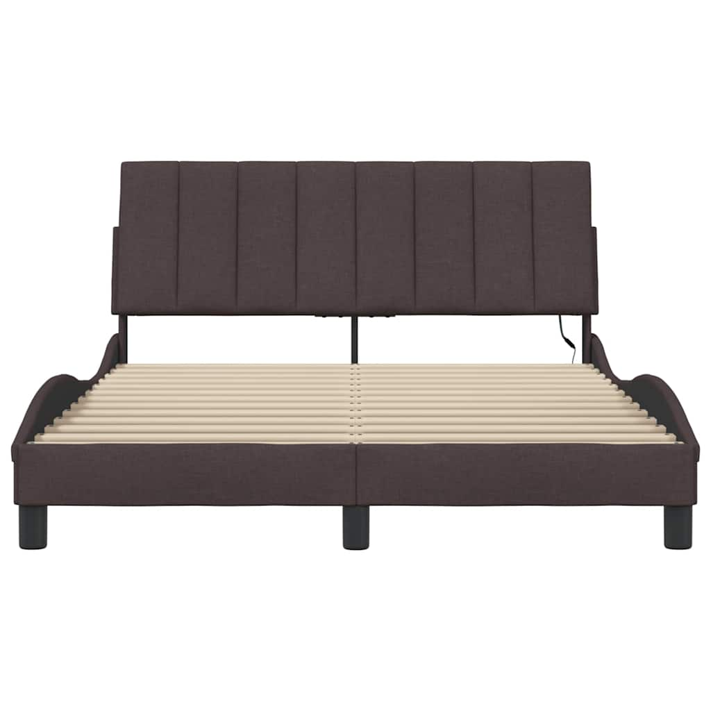 Bedframe zonder matras stof donkerbruin 140x200 cm