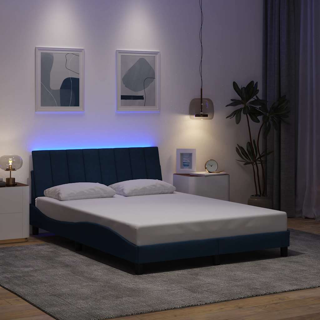 Bedframe zonder matras stof blauw 140x200 cm