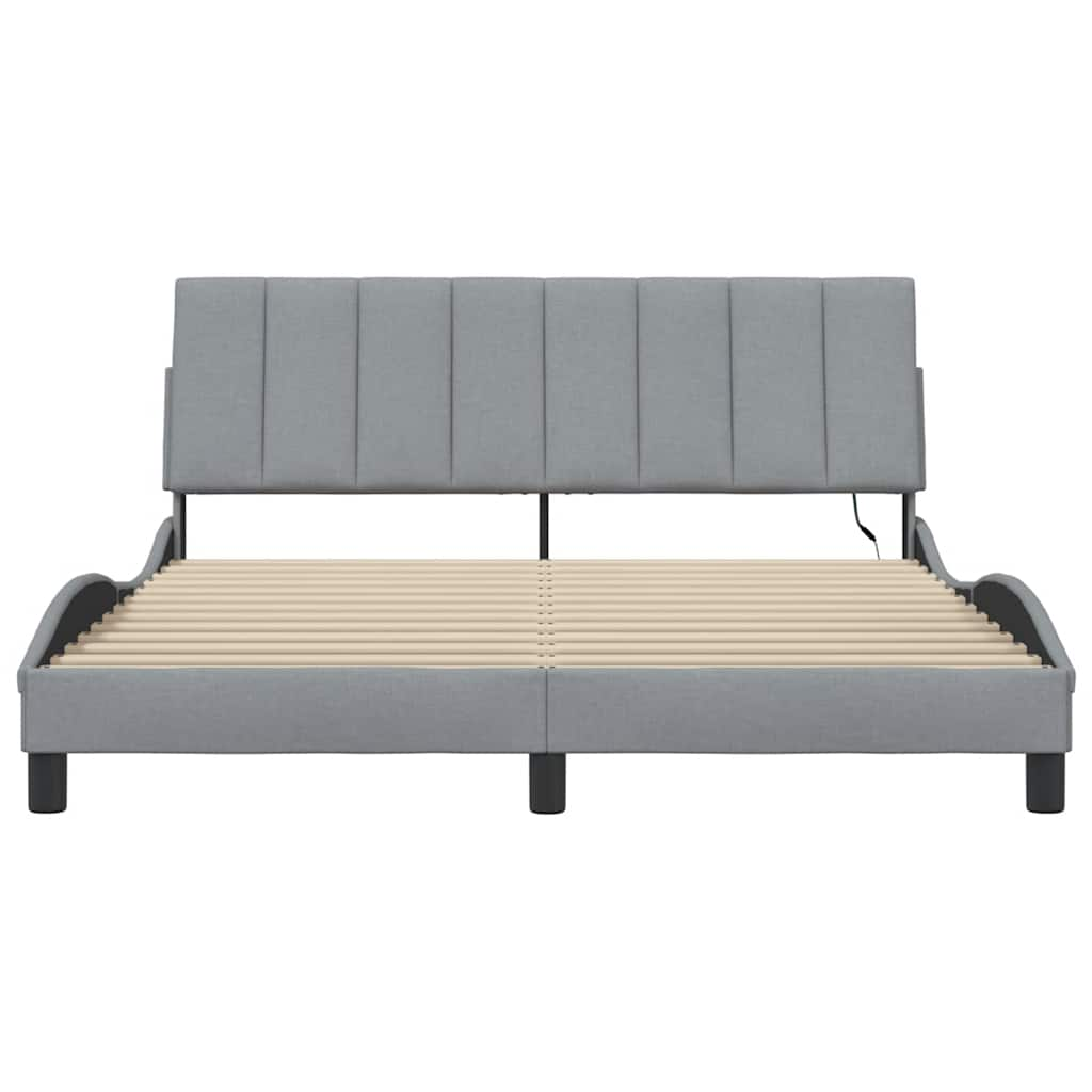 Bedframe zonder matras stof lichtgrijs 160x200 cm