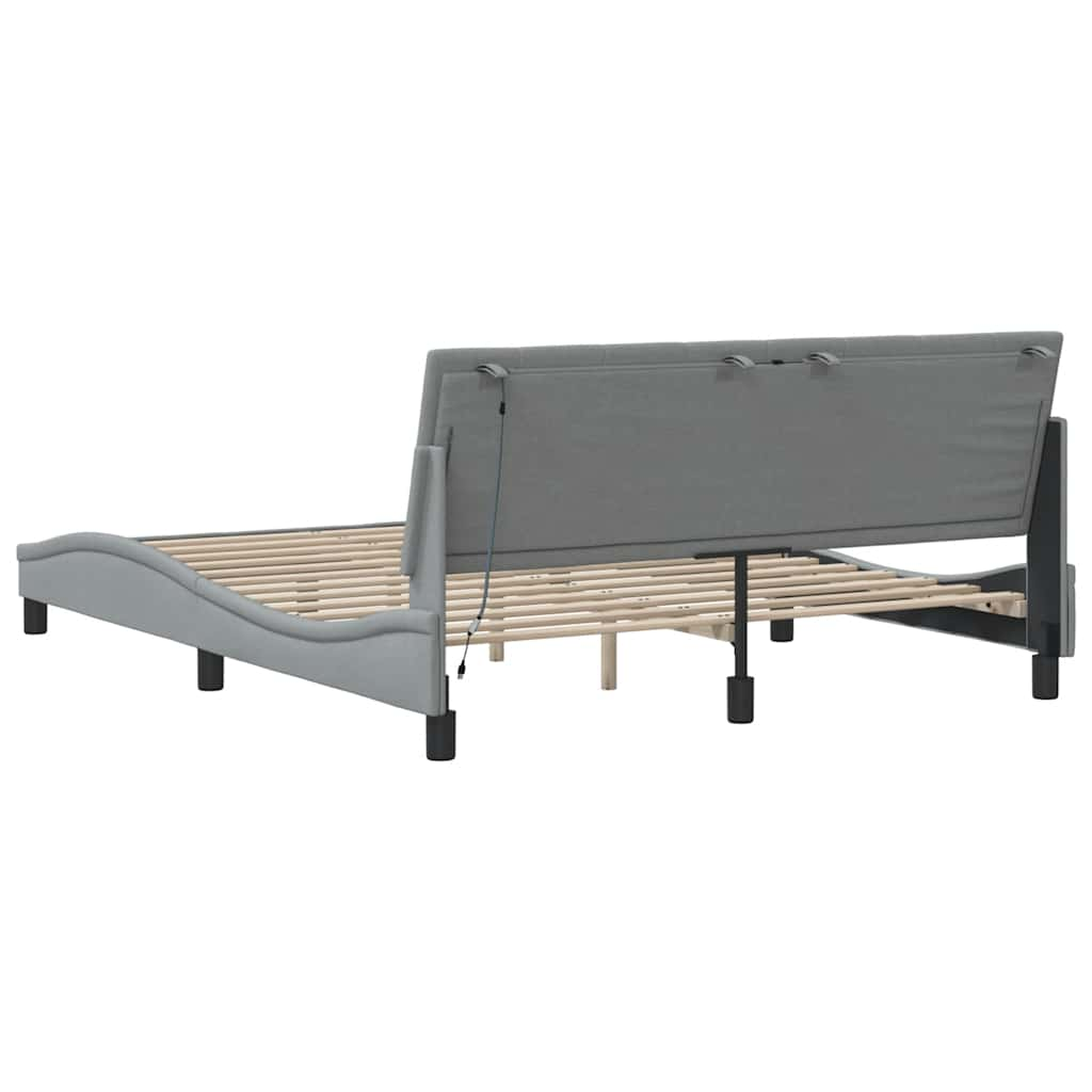 Bedframe zonder matras stof lichtgrijs 160x200 cm