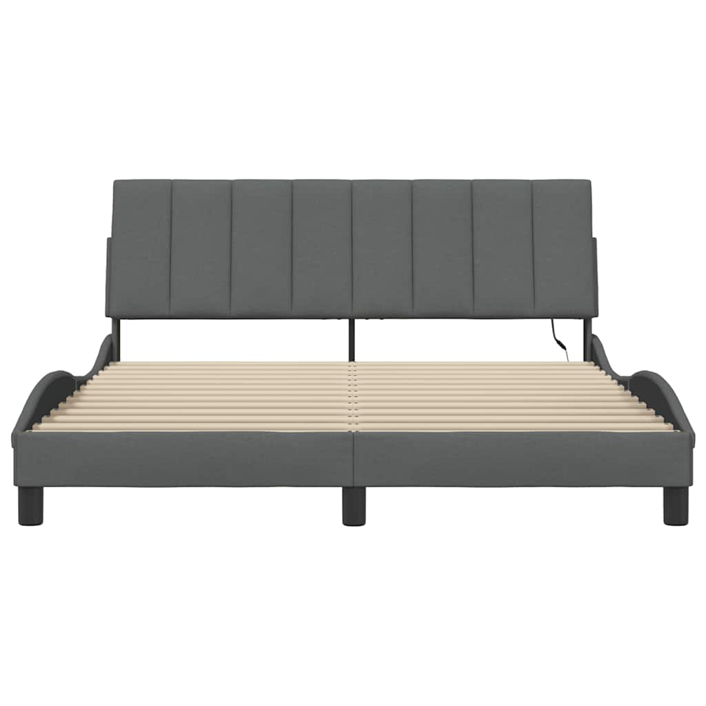 Bedframe zonder matras stof donkergrijs 160x200 cm