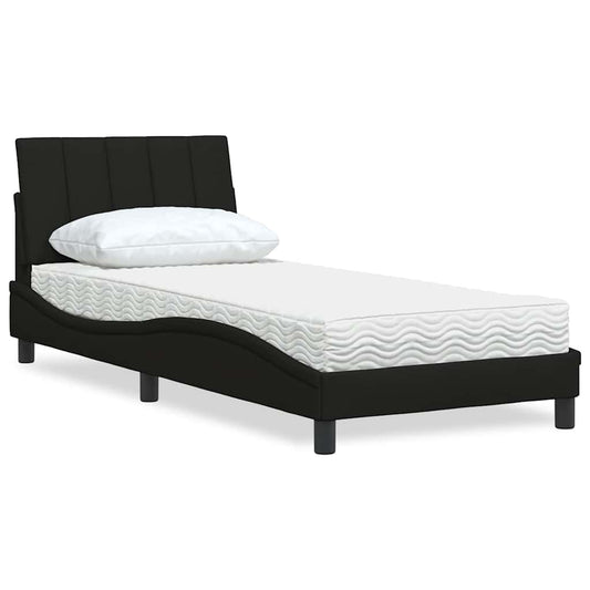 Bed met matras stof zwart 80x200 cm