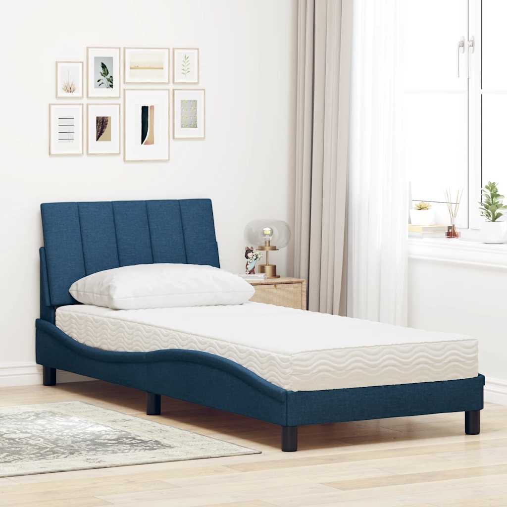 Bed met matras stof blauw 80x200 cm