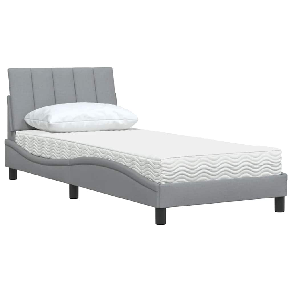 Bed met matras stof lichtgrijs 90x190 cm