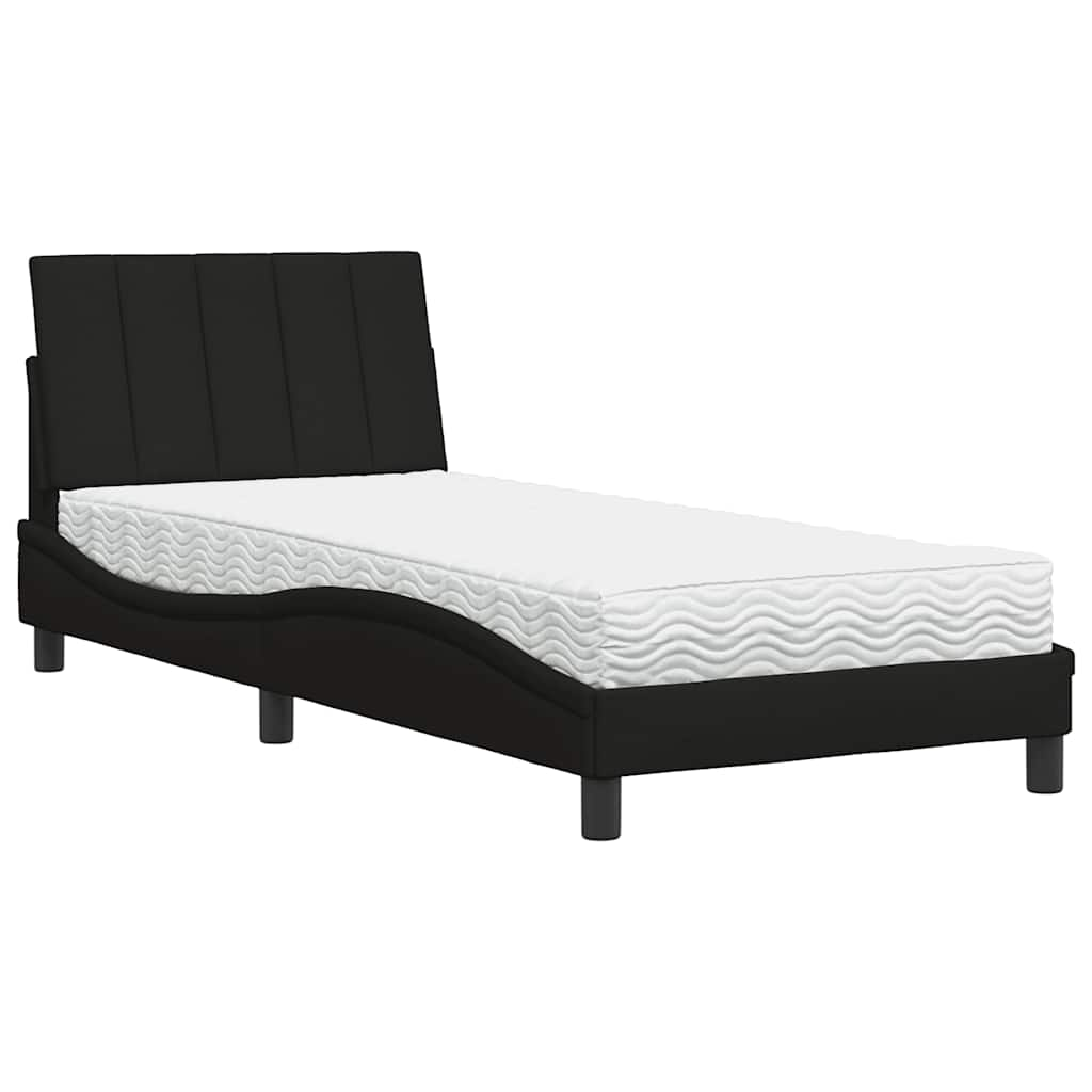 Bed met matras stof zwart 90x200 cm