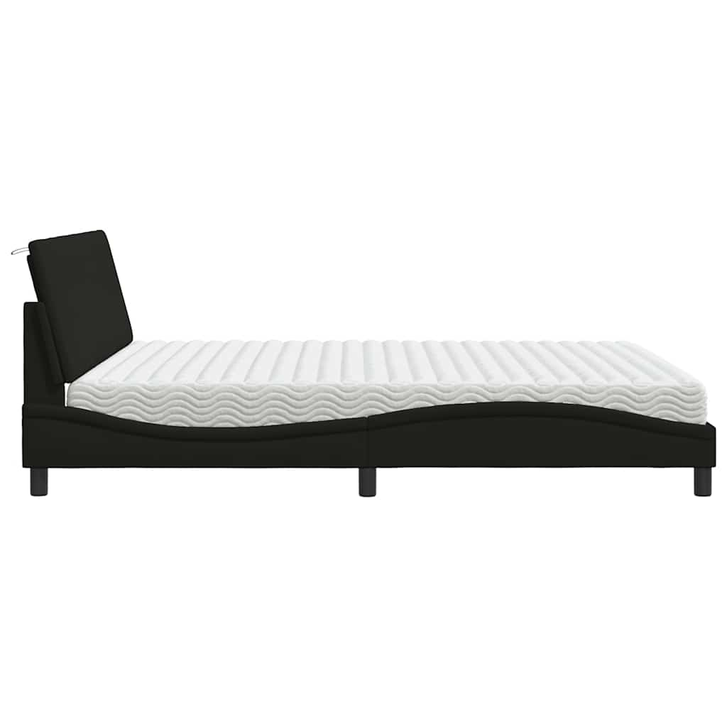 Bed met matras stof zwart 180x200 cm