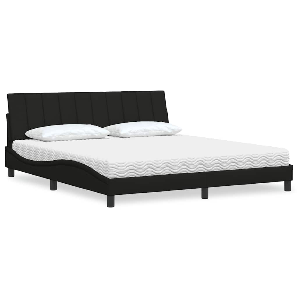 Bed met matras stof zwart 180x200 cm