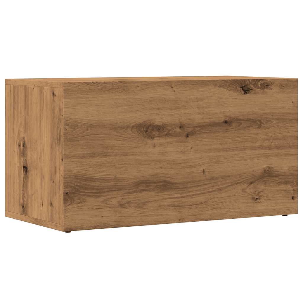 LP Opbergbox 69,5x34x36 cm bewerkt hout artisanaal eikenkleurig