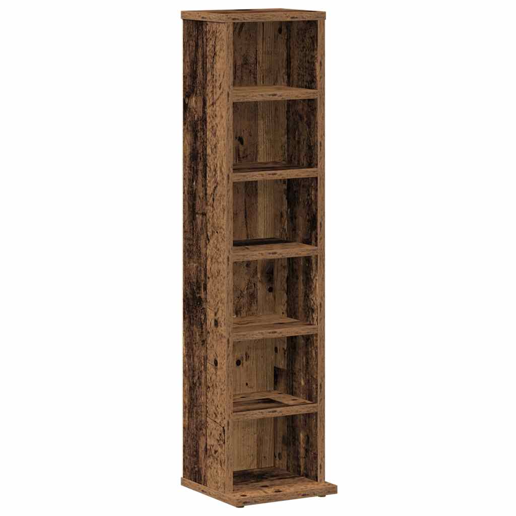 Cd-kast 21x20x88 cm bewerkt hout oud houtkleurig