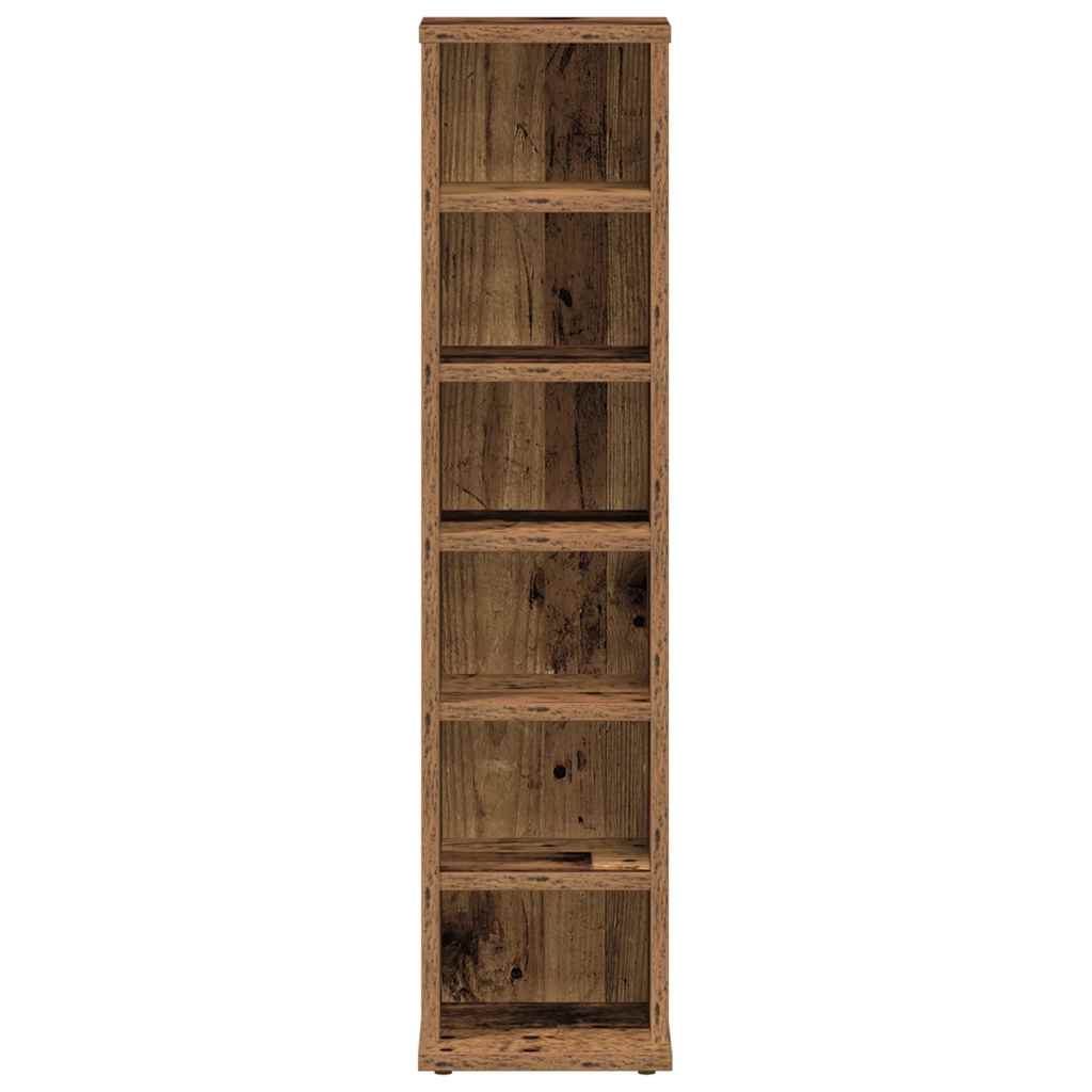 Cd-kast 21x20x88 cm bewerkt hout oud houtkleurig