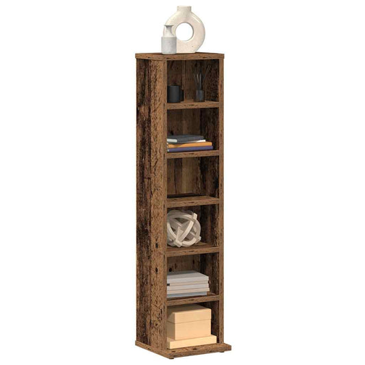 Cd-kast 21x20x88 cm bewerkt hout oud houtkleurig