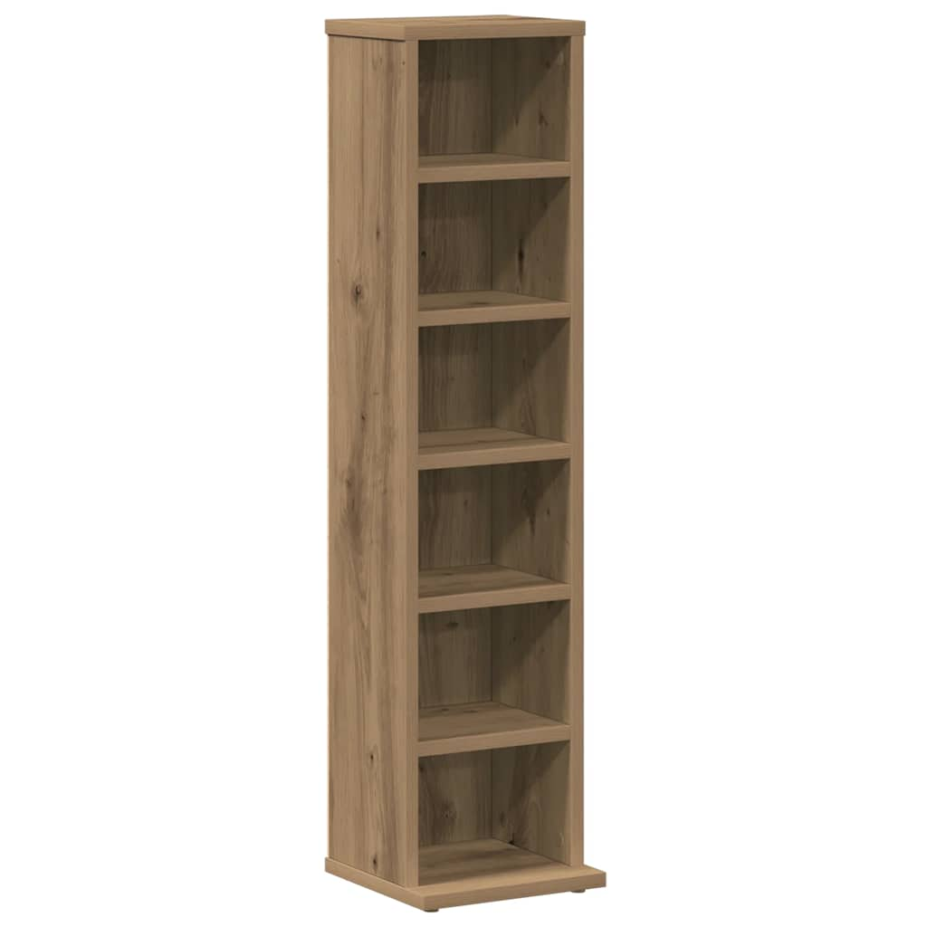 Cd-kast 21x20x88 cm bewerkt hout artisanaal eikenkleurig