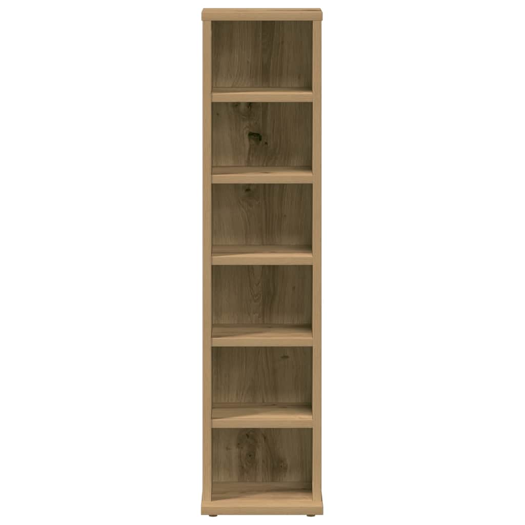 Cd-kast 21x20x88 cm bewerkt hout artisanaal eikenkleurig