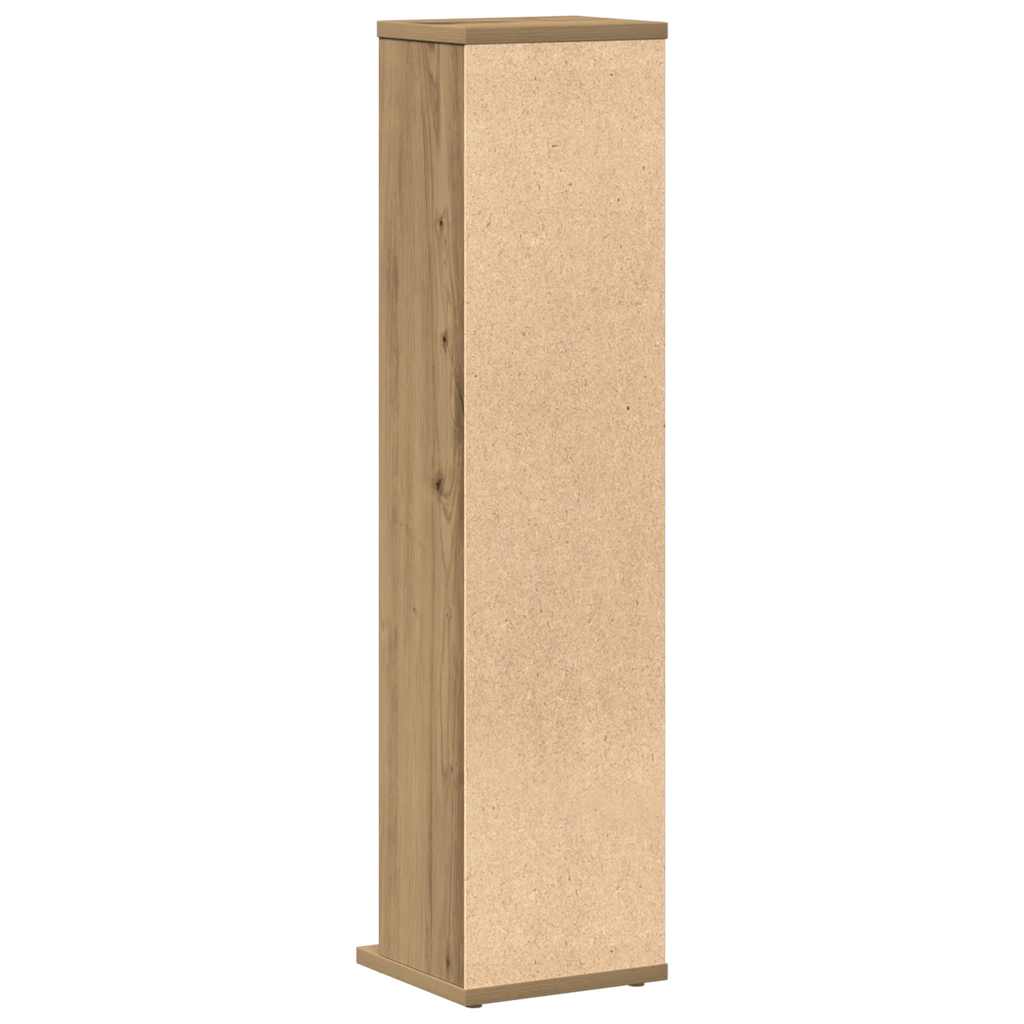 Cd-kast 21x20x88 cm bewerkt hout artisanaal eikenkleurig