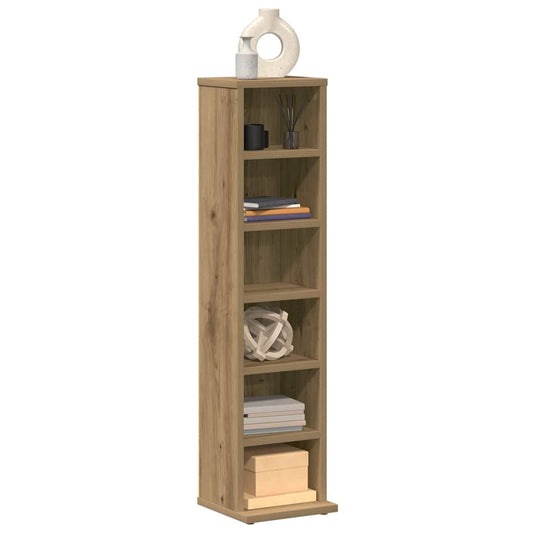 Cd-kast 21x20x88 cm bewerkt hout artisanaal eikenkleurig