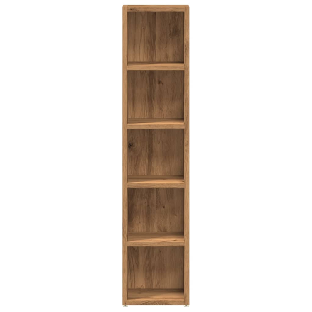 CD-kasten 2 st 21x16x93,5 bewerkt hout artisanaal eikenkleur