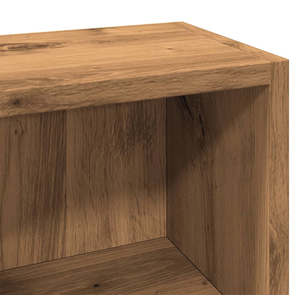 CD-kasten 2 st 21x16x93,5 bewerkt hout artisanaal eikenkleur