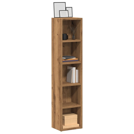 CD-kasten 2 st 21x16x93,5 bewerkt hout artisanaal eikenkleur