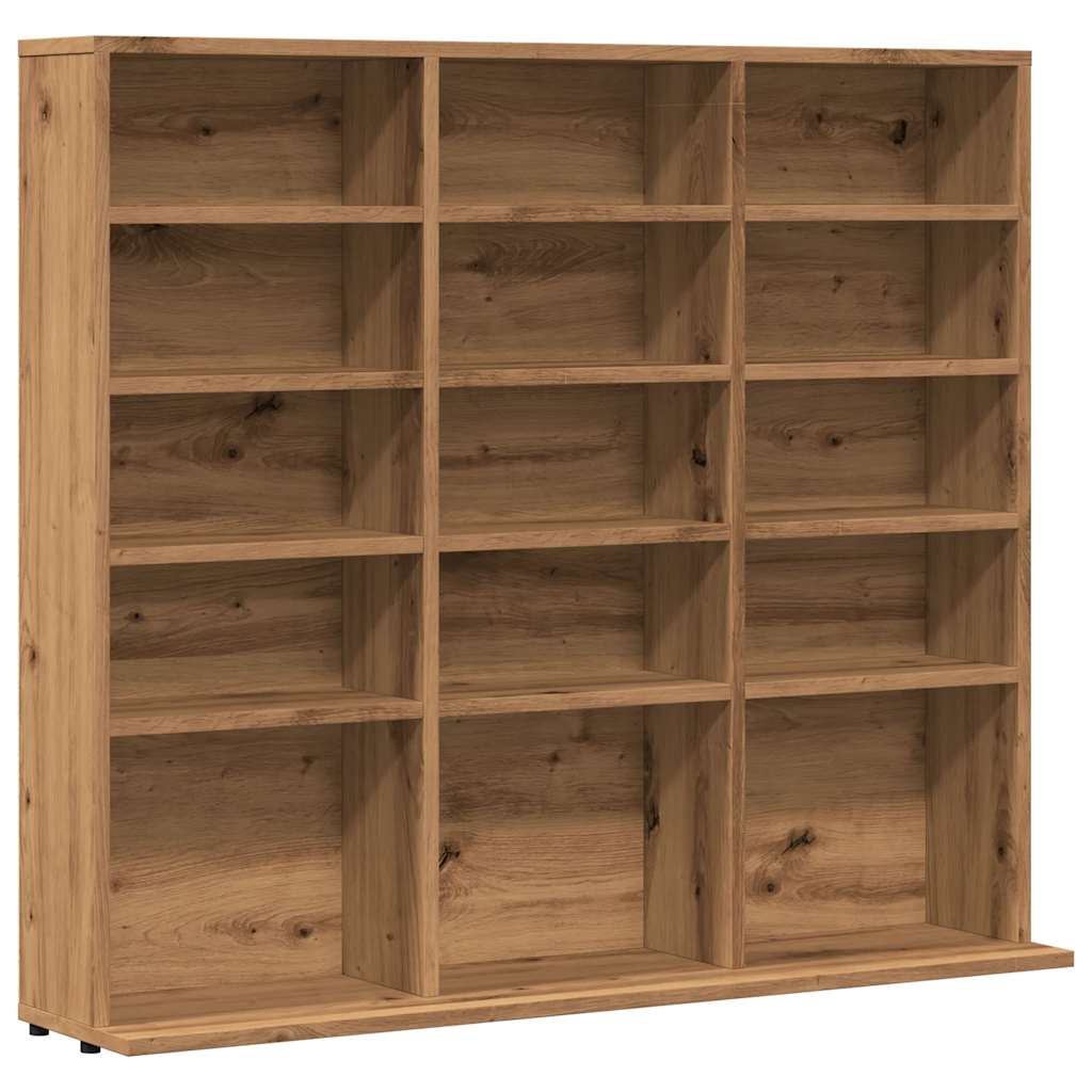 Cd-kast 100x23x89,5 cm bewerkt hout artisanaal eikenkleurig