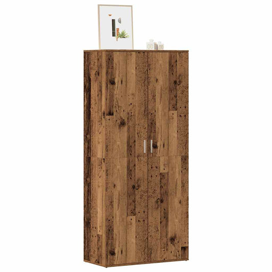 Schoenenkast 80x39x178 cm bewerkt hout oud houtkleurig