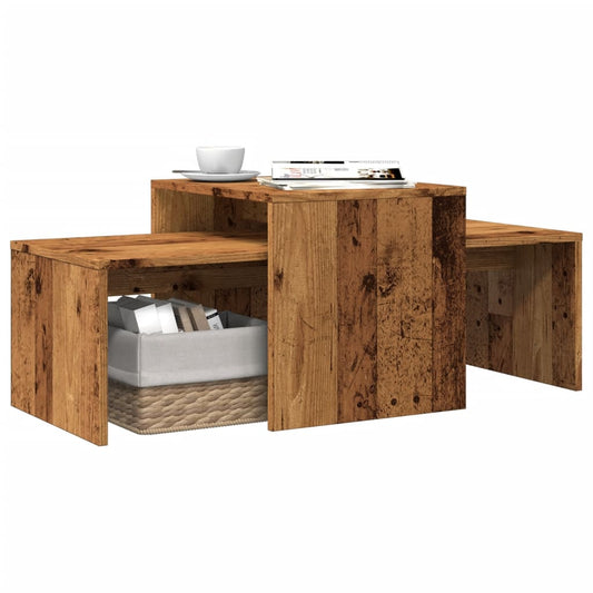 Salontafelset 100x48x40 cm bewerkt hout oud houtkleurig Salontafels | Creëer jouw Trendy Thuis | Gratis bezorgd & Retour | Trendy.nl