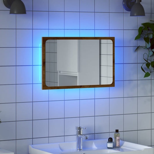 Badkamerspiegel met LED 60x8,5x38 cm artisanaal eikenkleurig