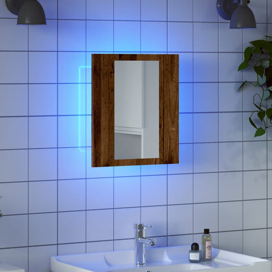 Badkamerspiegelkast LED 40x12x45 cm bewerkt hout oud hout Badkamerkaptafels | Creëer jouw Trendy Thuis | Gratis bezorgd & Retour | Trendy.nl