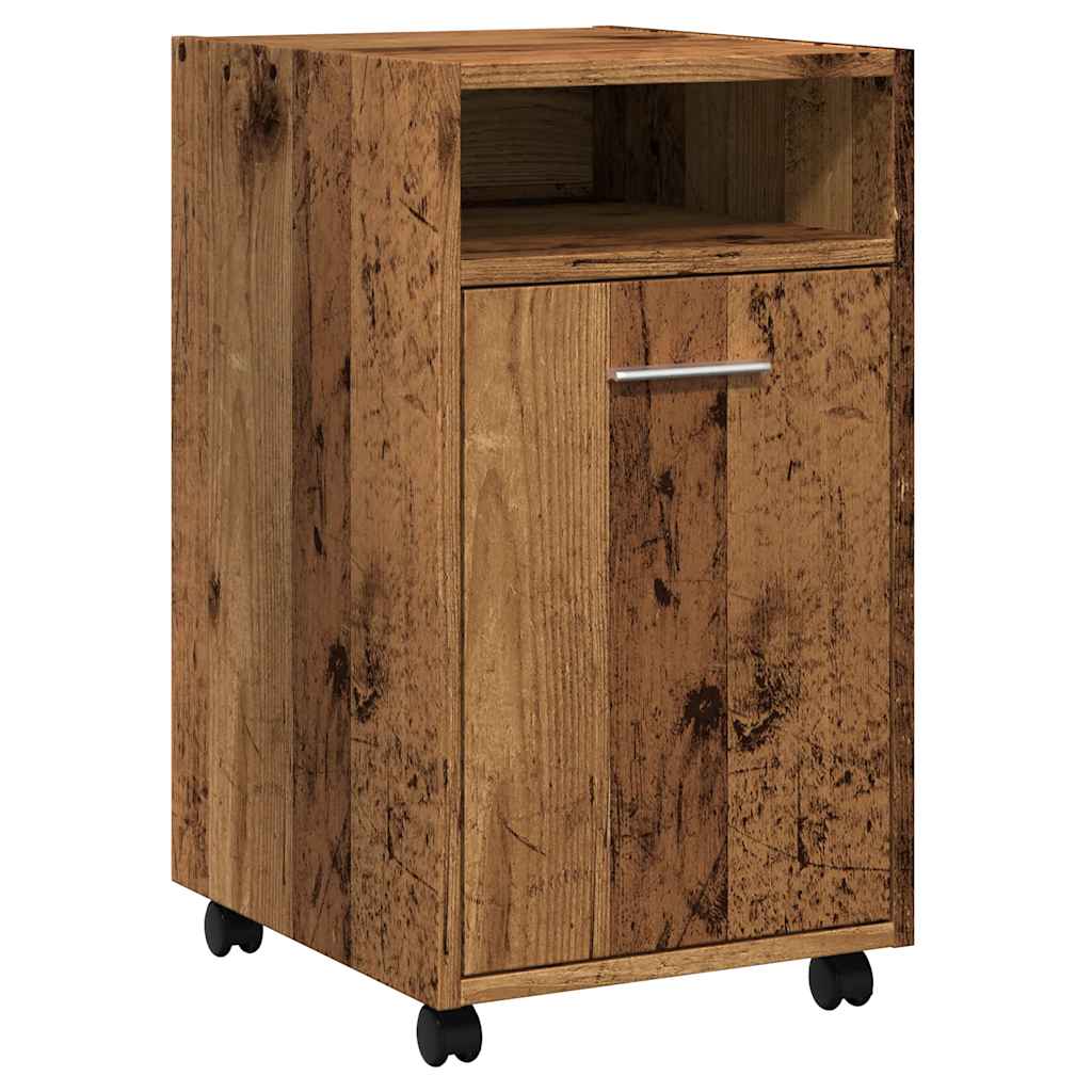 Kast met wielen 33x38x60 cm bewerkt hout oud houtkleurig