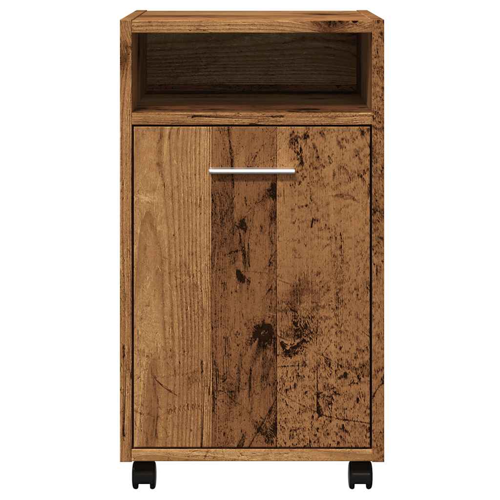 Kast met wielen 33x38x60 cm bewerkt hout oud houtkleurig