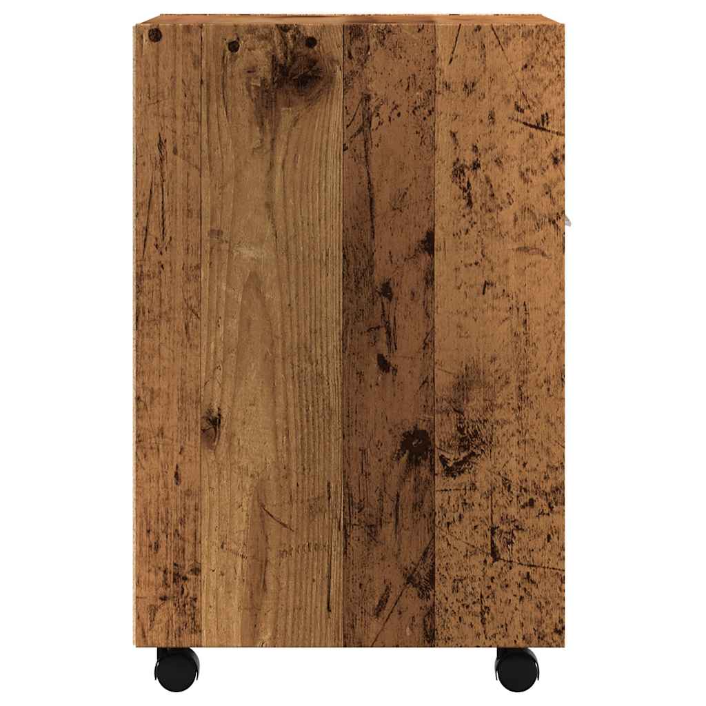 Kast met wielen 33x38x60 cm bewerkt hout oud houtkleurig