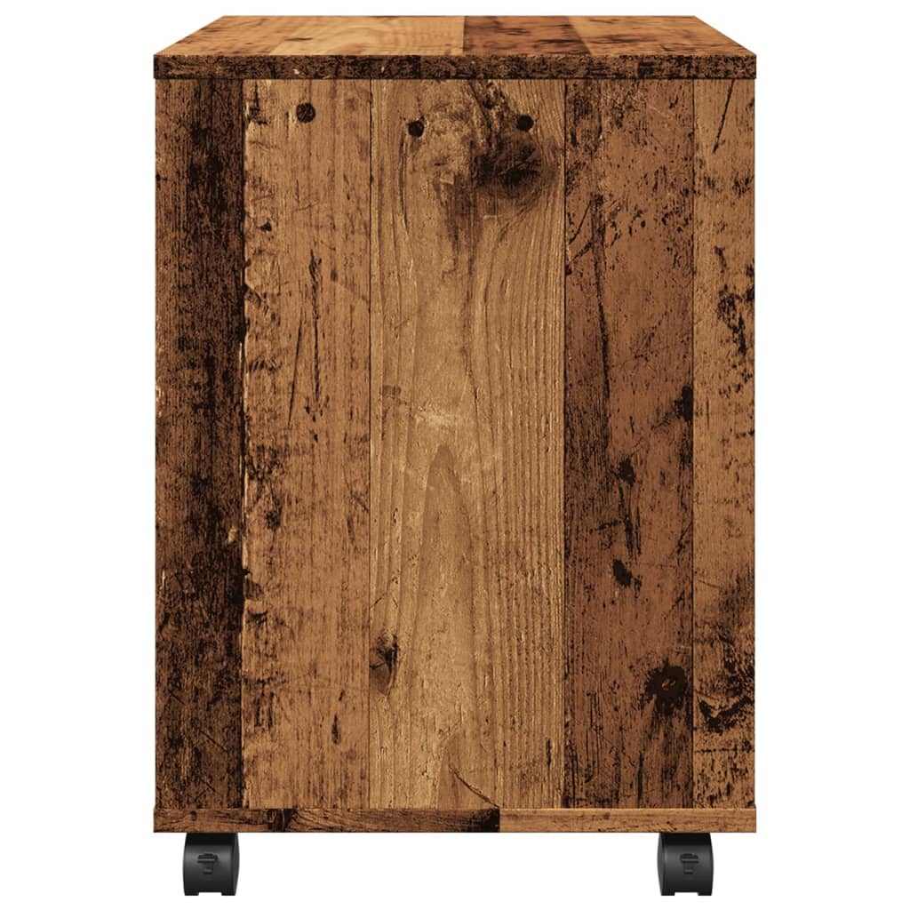 Kast verrijdbaar 45x38x54 cm bewerkt hout oud houtkleurig