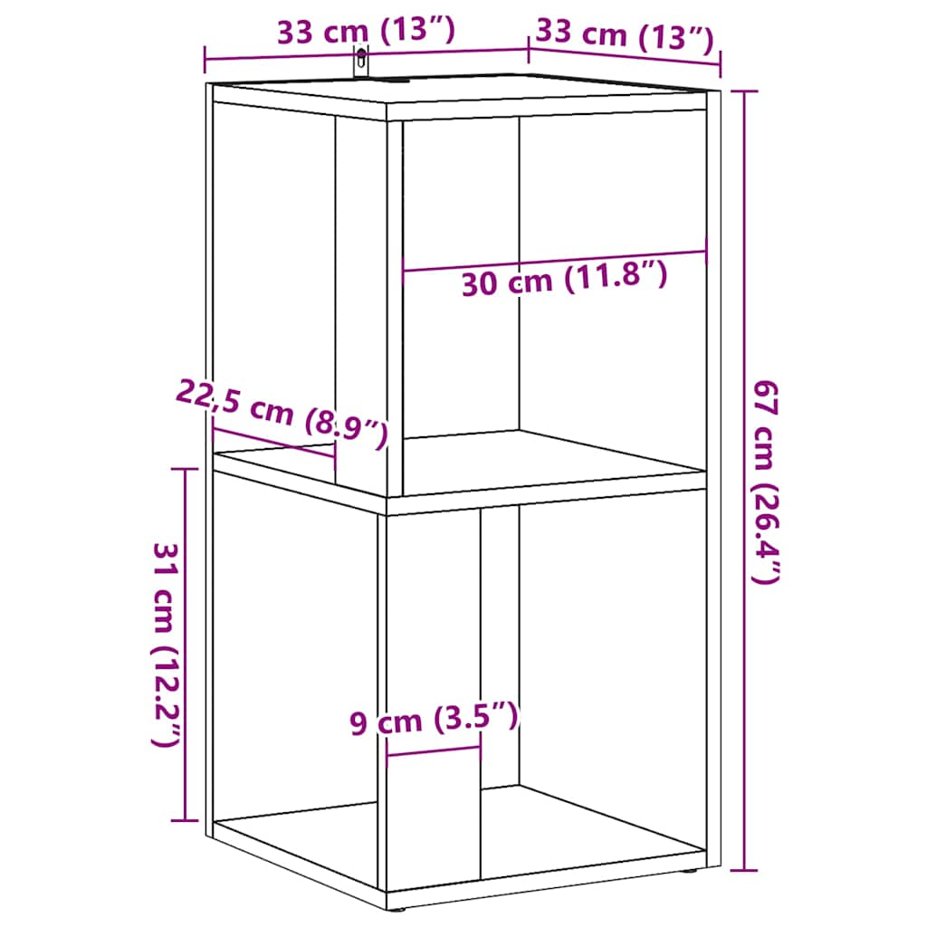 Hoekkast 33x33x67 cm bewerkt hout oud houtkleurig