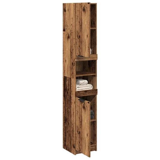 Badkamerkast 32x34x188,5 cm bewerkt hout oud houtkleurig