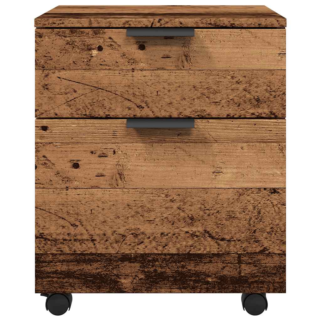 Dossierkast verrijdbaar 45x38x54cm bewerkt hout oud houtkleurig